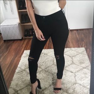 BOGO: Black distressed skinny ankle jeans